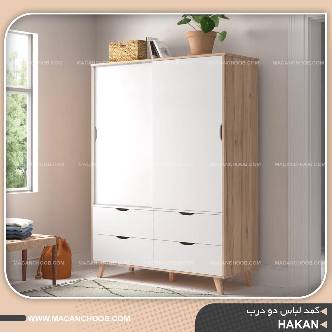 کمد لباس درب ریلی کشو دار پایه مخروطی عرض 140 مدل HAKAN
